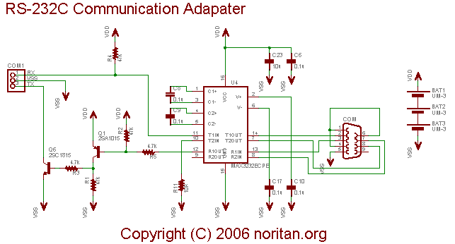 RS-232C通信アダプタ回路図